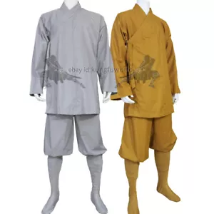 Tuta cotone Shaolin monaco kung fu uniforme buddista meditazione tai chi - Foto 1 di 14
