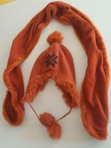 Beatrice & Zacharie Hat Tassals Scarf Canada Brown Orange Red Warm 60" X 6" GUC - Picture 1 of 1