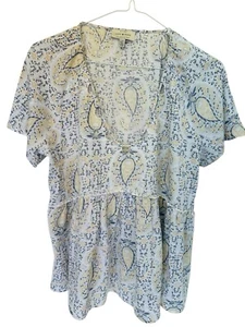 Lucky Brand Flutter Sleeve Top Babydoll Silhouette Lightweight Sheer Size L - Picture 1 of 9