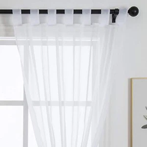 1 Panel Tab Top Voile Curtains Loop Sheer Curtains Transparent Window Drapes For - Picture 1 of 10