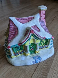 VINTAGE Disney WEIHNACHTEN MICKEY OHREN BELEUCHTET Landhaus Dorf Haus mit Schneemann - Bild 1 von 18