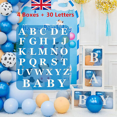 12  Baby Shower Box White Letter Transparent Boxes Wedding Party Decoration Love • 2.82£
