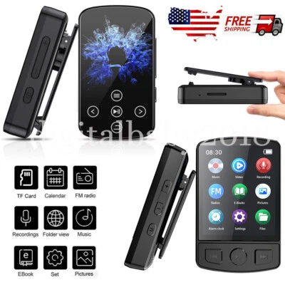 MP3 Player HiFi Lossless Bluetooth Clip Music Voice Recorder FM Radio 2 Style US - Image 1 of 4