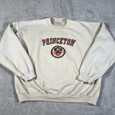 Sudadera cuello redondo Princeton University Tigers para hombre talla XL beige universidad Y2K Foto 1 de 4