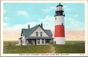 Siasconset, NANTUCKET ISLAND, Mass. Postal Faro SANKATY LIGHT / 1939 - Imagen 1 de 2