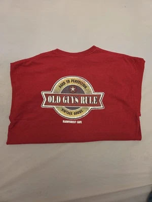 Camiseta Old Guys Rule Rainforest Café Roja Para Hombres XL Recuerdo Retro Gráfico TEE Foto 1 de 4