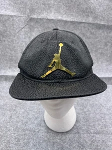 Jumpman Jordan Hat Cap Snap Back Youth One Size Black Gold Logo Polyester Skate - Picture 1 of 14