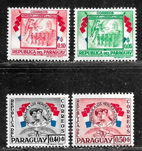 HICK GIRL- MINT PARAGUAY STAMPS  SC#508-09,514-15  1957  CHACO WAR HEROE   K1027 - Picture 1 of 2