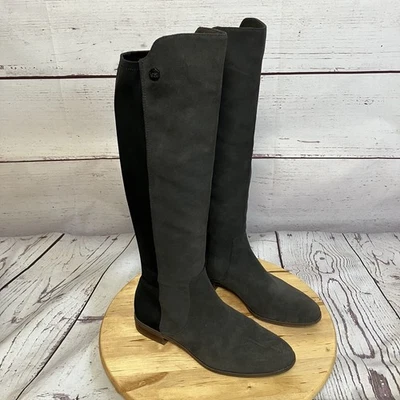Botas de montar Louise Et Cie para mujer talla 8,5 M negras grises gamuza rodilla alta cremallera interior Foto 1 de 4