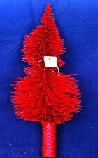 Crate & Barrel Christmas Tree Topper - Red Glitter Tree Shaped 9.5" - NEW