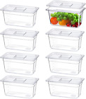 8 Sets Clear 1/3 Size, 6 Inch Deep Food Pan Polycarbonate Square Food Storage Co