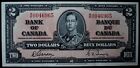 1937 BANK OF CANADA $2 BANK NOTE - Prefix W/B 0046965 - Gordon & Towers 