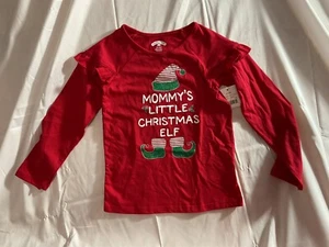 Holiday Time Shirt Mommy’s Little Christmas Elf Girls 5T Red Long Sleeve NWT - Picture 1 of 4