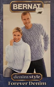 Denim Style Forever Denim Sweaters & Accessories to Knit Patterns By Bernet d2 - Picture 1 of 4