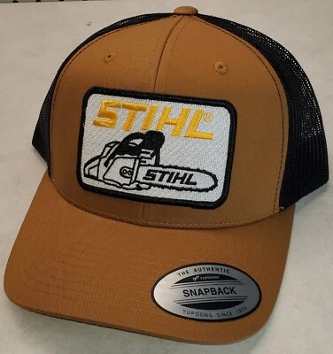 STIHL Patch on Yupoong 6606 Classics Trucker Hat Snapback Caramel/Black - Image 1 of 4