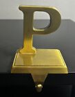 Letter Initial P Gold Monogram Stocking Holder Hanger 5”