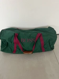 Hugo Boss Duffle Bag Weekender Green Travel Gym Excercise Shoulder Strap RETRO - Picture 1 of 11