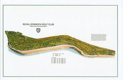 ROYAL DORNOCH - Impresión de mapas de campos de golf vintage (30" x 19") Foto 1 de 2