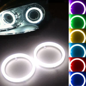 COB Angel Eyes Halo Ring Fog Lights Universal New Pair 60-120mm Car Front LED - Picture 1 of 15