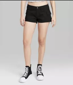 Wild Fable Women's Low-Rise Cargo Utility Jean Shorts Black 3” Inseam Size 17 - Picture 1 of 2