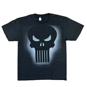 Vintage Marvel The Punisher Shirt Men’s Size Large Black Big Face NEW NOS - Picture 1 of 5
