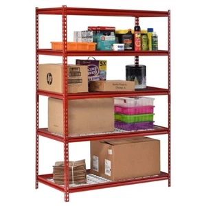 Heavy Duty Muscle Rack Garage Steel Metal Storage 5 Shelf Adjustable Shelves Red - Picture 1 of 7