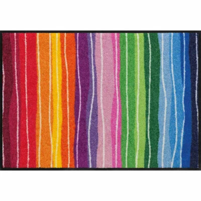 Salonloewe Fußmatte waschbar Pure Style Wavy Lines Bunt 50x75 cm Fußabtreter - Bild 1 von 4