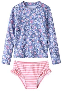 Little Girls Rashguard Sets Swimwear 2-Pieces Long Sleeve Bathing Suit Swimsu... - Picture 1 of 5