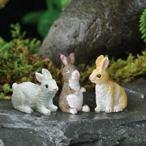 2X Miniature Rabbit Figurine Fairy Garden Dollhouse Decor Pots Ornament DIY E&F