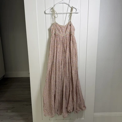 Maxi Vestido Free People Blanco Estampado Floral Talla Pequeña Bohemio Cottagecore Fairy Foto 1 de 4