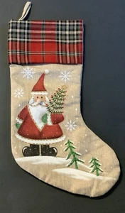 Medias de Navidad Hobby Lobby Arpillera Cuadros Papá Noel Usadas en Excelente Condición - Imagen 1 de 5