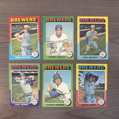 LOTE DE TARJETAS DE BÉISBOL 1975 Topps Milwaukee Brewers Kevin Kobel 337 dinero 175 + más Foto 1 de 2