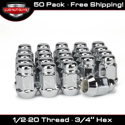 50 New Chrome Bulge Acorn Lug Nuts 1/2-20 1/2" - Изображение 1 из 3