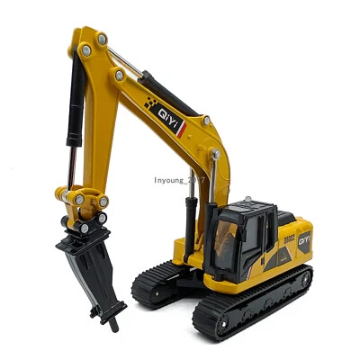 Equipamento de construção de brinquedo modelo fundido amarelo para escavadeira furadeira em escala 1/60 - Imagem 1 de 4