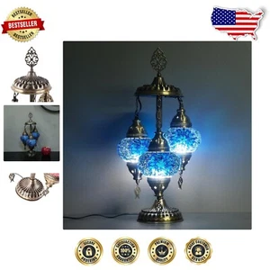 Elegant 24" Turkish Mosaic Lamp - 3 Globe Indoor Lighting with USB Connectivity - Picture 1 of 7