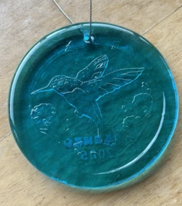 Blenko Glass Suncatcher - Hummingbird - Turquoise - Picture 1 of 8