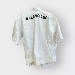 Authentic Balenciaga Shirt Striped Big Back Logo Gr. FR36 - Bild 1 von 14