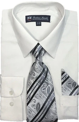 Camisa de vestir para hombre 35 % algodón 65 % poliéster lisa, corbata tejida con pañuelo SG21B Foto 1 de 2
