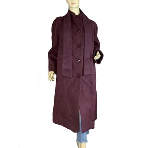 VINTAGE CIRCA 1980'S SEARS BURGUNDY MOHAIR WOOL BLEND COAT SZ 16 - Picture 1 of 10
