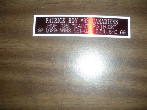 PATRICK ROY (CANADIENS) NAMEPLATE FOR SIGNED PUCK DISPLAY/JERSEY CASE/PHOTO Cover