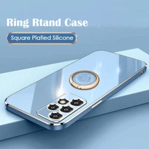 Soft Case For Samsung A12 A22 A32 A52S A71 A72 A50 Plating Ring Stand Slim Cover - Picture 1 of 18