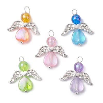 10 Pretty Angel Pendant Charms 23mm Acrylic Angels A33-27 Aussie Seller - image 1 of 4