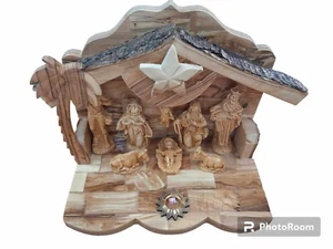 Olive Wood Hand Carved Nativity Set Scene Christmas décor TBN made in Bethlehem - Picture 1 of 5