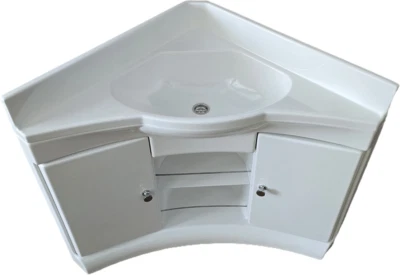 Eckwaschbecken mit Unterschrank Wohnmobil Wohnwagen Kunststoff mit Ablauf - Bild 1 von 4