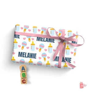 Name Personalized Gift Wrap Baby Bottle & Toys Gift Wrapping Paper Collection - Picture 1 of 4
