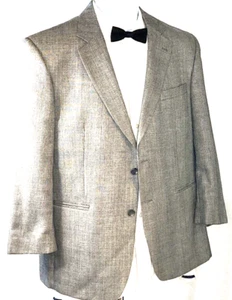 preowned, JoS A Banks, 40S, silk/camel hair, light gray, glenn plaid sportjacket - Picture 1 of 8