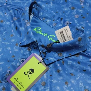 Robert Graham NWT Short Sleeve Polo Shirt Size M US In Blue 100% Polyester - Picture 1 of 12