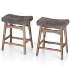 Saddle Backless Bar Linen Fabric Counter Height 24&#39;&#39; Bar Stools for Kitchen