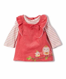 NWT Nannette Girls Owl Corduroy Jumper Dress & Shirt Outfit Set - Picture 1 of 2