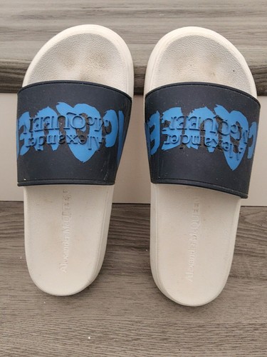 alexander mcqueen sandali ciabatte blu bianco misura 7 o 7 5